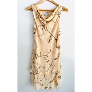 Apart dress VTG Y2K floral cowl neck flare ruffle hem butter Yellow women 10